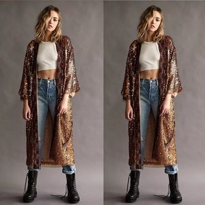 New Free People Light Is Coming Duster $298 -Bronze